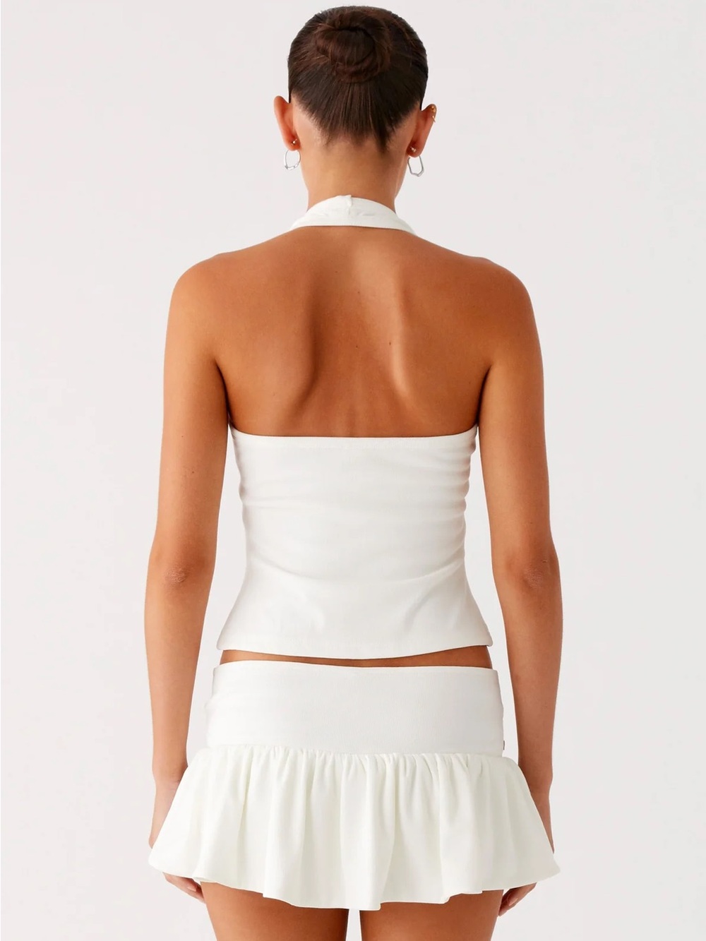 Peppermayo White Ruffle Mini Skort with Metallic Grommet Waist - Picture 3 of 3